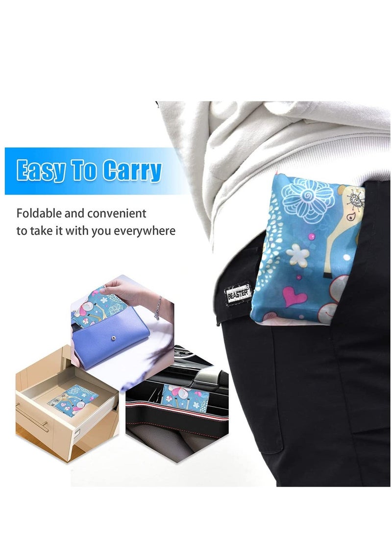 6 Pcs Reusable Grocery Bag Foldable Eco-Friendly Shopping Bags Lightweight Washable Nylon Large Tote Bag