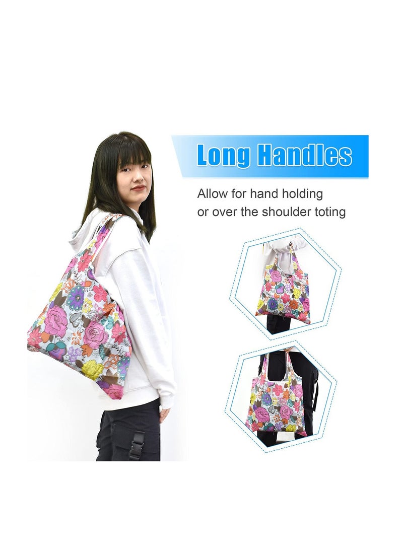 6 Pcs Reusable Grocery Bag Foldable Eco-Friendly Shopping Bags Lightweight Washable Nylon Large Tote Bag
