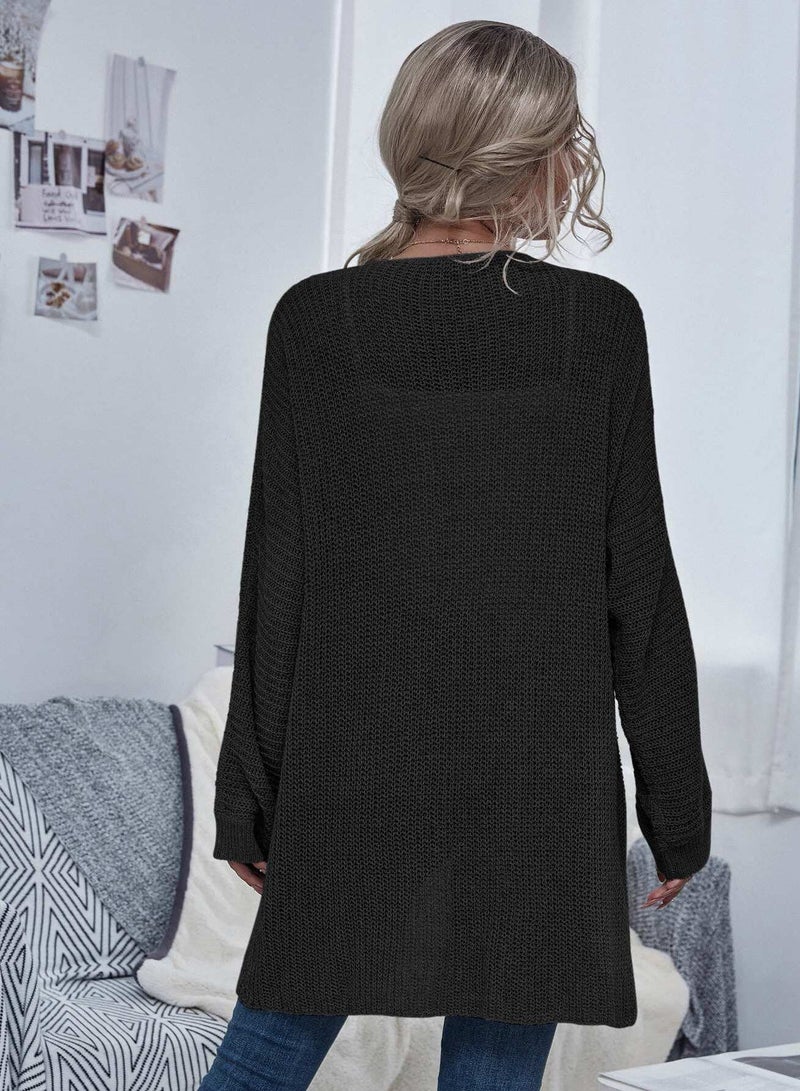 Open Front Batwing Sleeve Cardigan