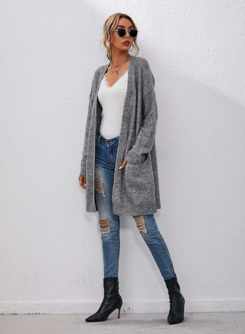 Patch Pocket Drop Shoulder Cardigan