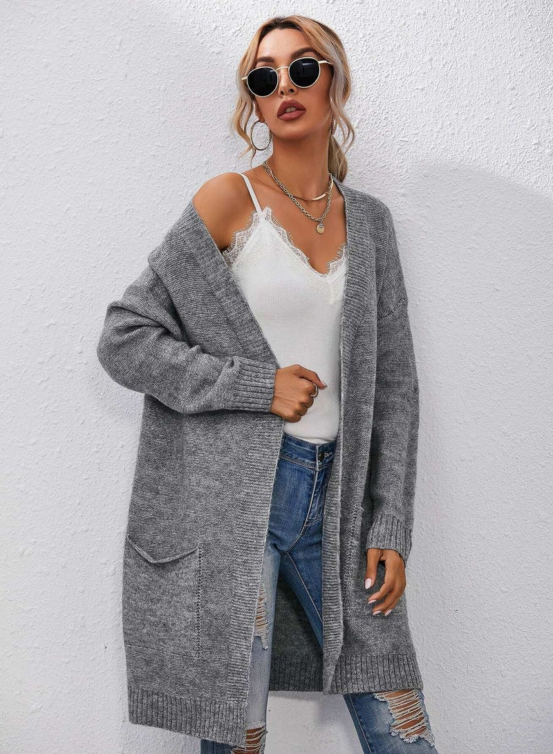 Patch Pocket Drop Shoulder Cardigan