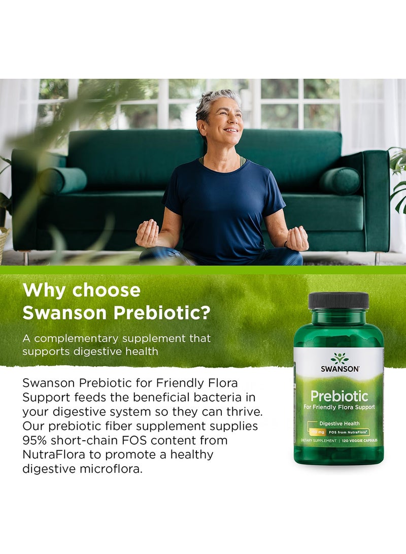 Swanson Prebiotic For Friendly Flora Support 375 Mg 120 Veg Caps