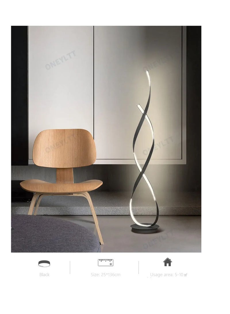 Modern Standing Floor Lamp with Curved Design LED Integrated Adjustable Brightness