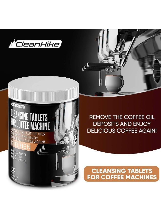 Cleanhike Espresso Machine Cleaning Tablets - (100 Tablets) For Breville, Jura, Miele, and Universal Coffee Machine for All Brands - Professional Coffee Grease and Residue Cleaner for Baristas