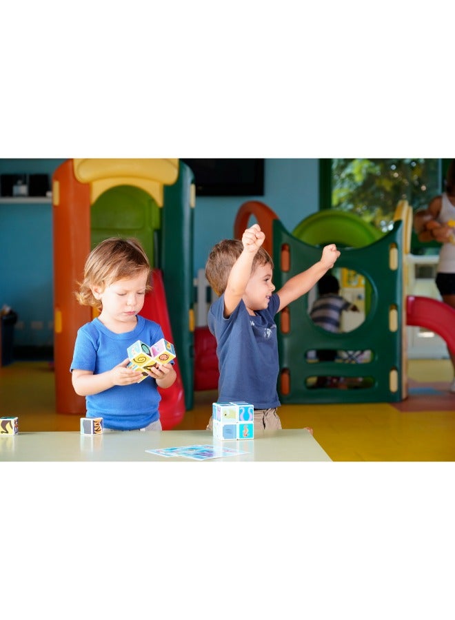 Geomag Magicube Jungle Animals with Magnetic Cubes and Cards 9pcs Magnet Toys Building Constructions for Children STEM Creativity Imagination, Recreational Conventional Educational Made in Switzerland