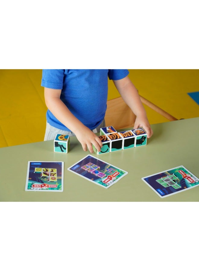 Geomag Magicube Jungle Animals with Magnetic Cubes and Cards 9pcs Magnet Toys Building Constructions for Children STEM Creativity Imagination, Recreational Conventional Educational Made in Switzerland