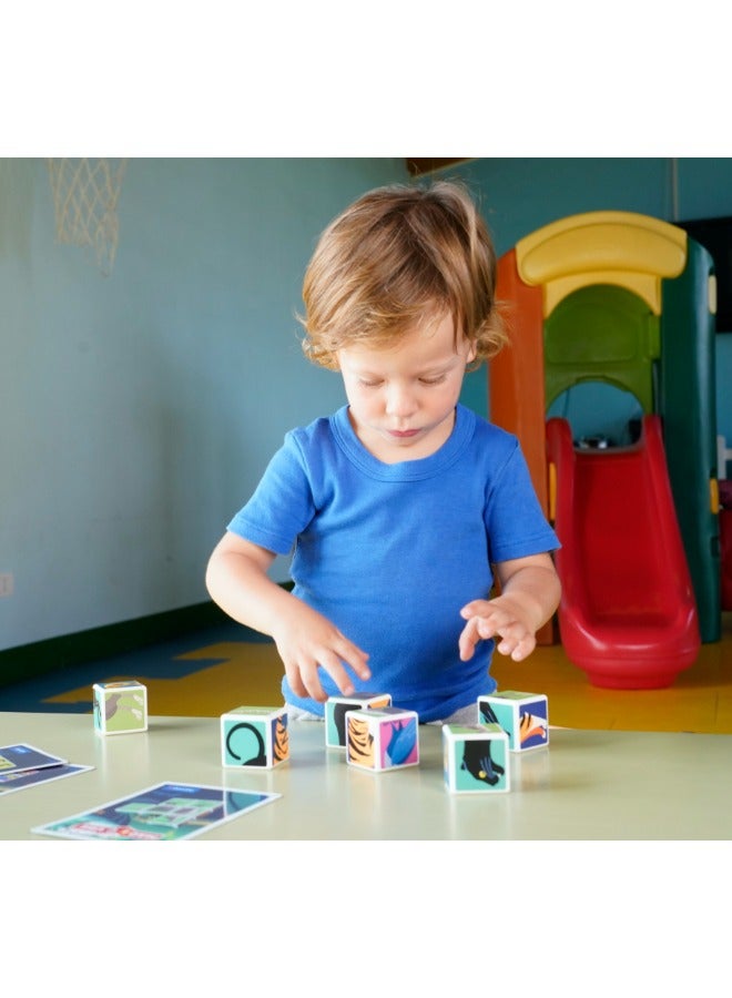 Geomag Magicube Jungle Animals with Magnetic Cubes and Cards 9pcs Magnet Toys Building Constructions for Children STEM Creativity Imagination, Recreational Conventional Educational Made in Switzerland