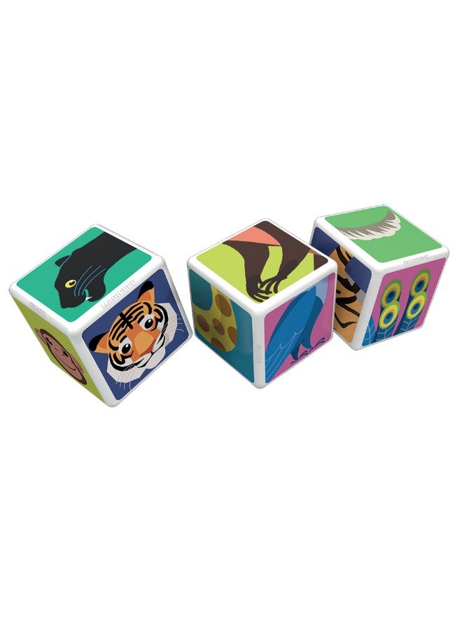 Geomag Magicube Jungle Animals with Magnetic Cubes and Cards 9pcs Magnet Toys Building Constructions for Children STEM Creativity Imagination, Recreational Conventional Educational Made in Switzerland