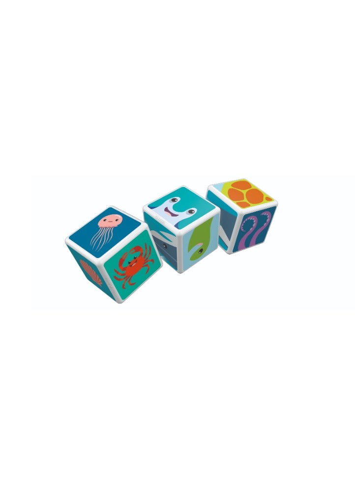 Geomag Magicube, Printed Sea Animals + Cards, STEM Toy for Kids, 100% Recycled, Made in Switzerland, Multicolor 11 Pcs