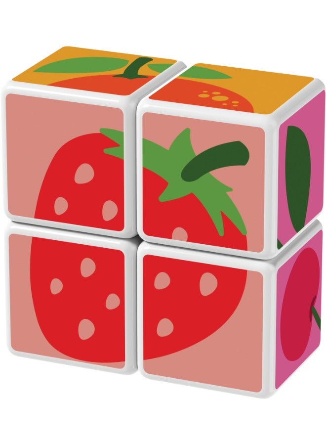Geomag Magicube Printed Fruit with Magnetic Cubes and Cards 7pcs Magnet Toys Building Constructions for Children STEM Creativity Imagination, Recreational Conventional Educational Made in Switzerland