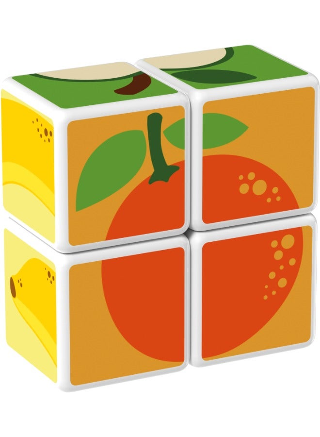 Geomag Magicube Printed Fruit with Magnetic Cubes and Cards 7pcs Magnet Toys Building Constructions for Children STEM Creativity Imagination, Recreational Conventional Educational Made in Switzerland