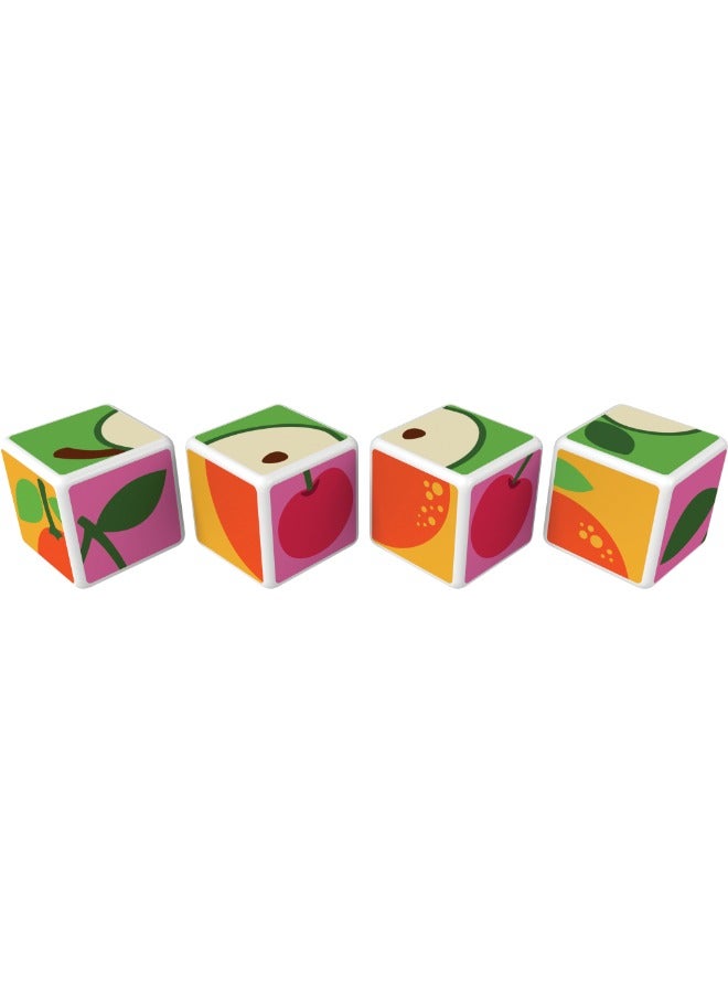 Geomag Magicube Printed Fruit with Magnetic Cubes and Cards 7pcs Magnet Toys Building Constructions for Children STEM Creativity Imagination, Recreational Conventional Educational Made in Switzerland