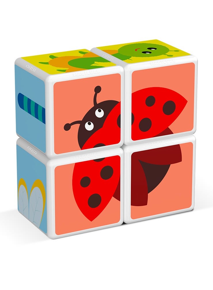 Geomag Magicube Insects Building Game With Magnetic Cubes, 4 Cubes Included, 4 Cubess, Made in Switzerland 100% Recycled, Ages 1+