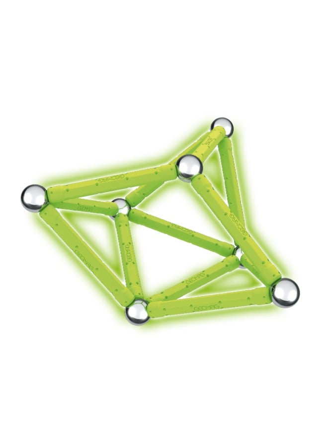 Geomag ,Glow - 30-Piece Glow-In-The-Dark Magnetic Building Set, Certified Stem Construction Toy, Safe For Ages 3 And Up