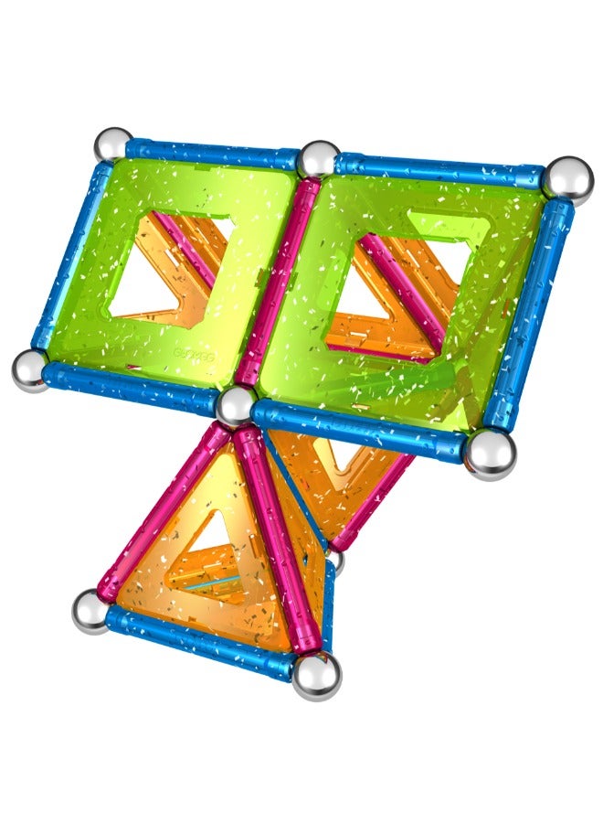 Geomag Glitter Magnetic Panels | Building Toys for Toddlers| Glittered Magnetic Sticks With Metallic Balls and Panels| 68 Pcs| Ages 3 Years+