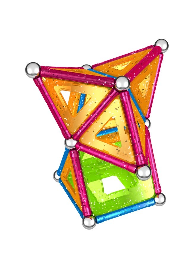 Geomag Glitter Magnetic Panels | Building Toys for Toddlers| Glittered Magnetic Sticks With Metallic Balls and Panels| 68 Pcs| Ages 3 Years+