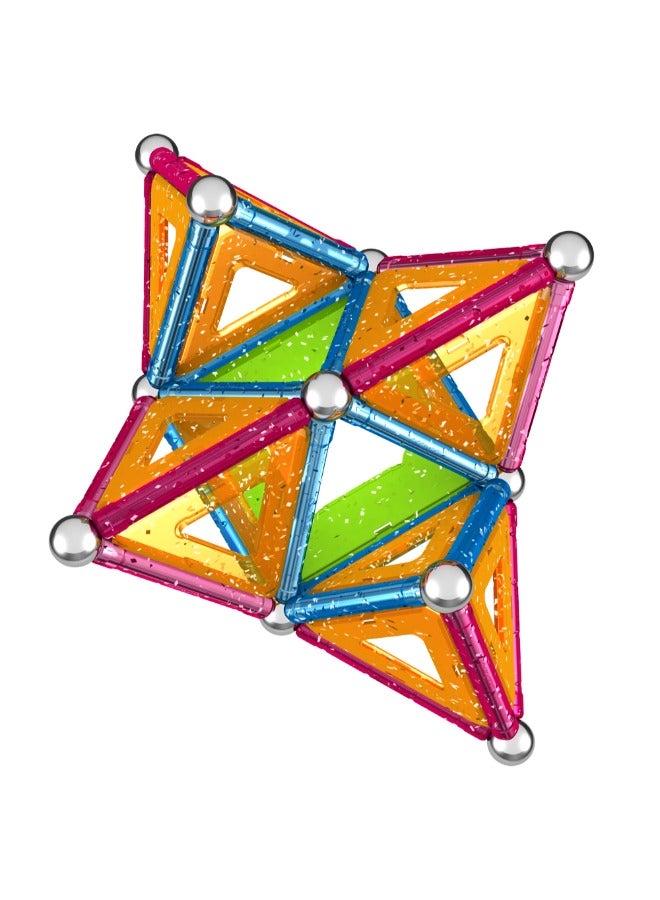 Geomag Glitter Magnetic Panels | Building Toys for Toddlers| Glittered Magnetic Sticks With Metallic Balls and Panels| 68 Pcs| Ages 3 Years+
