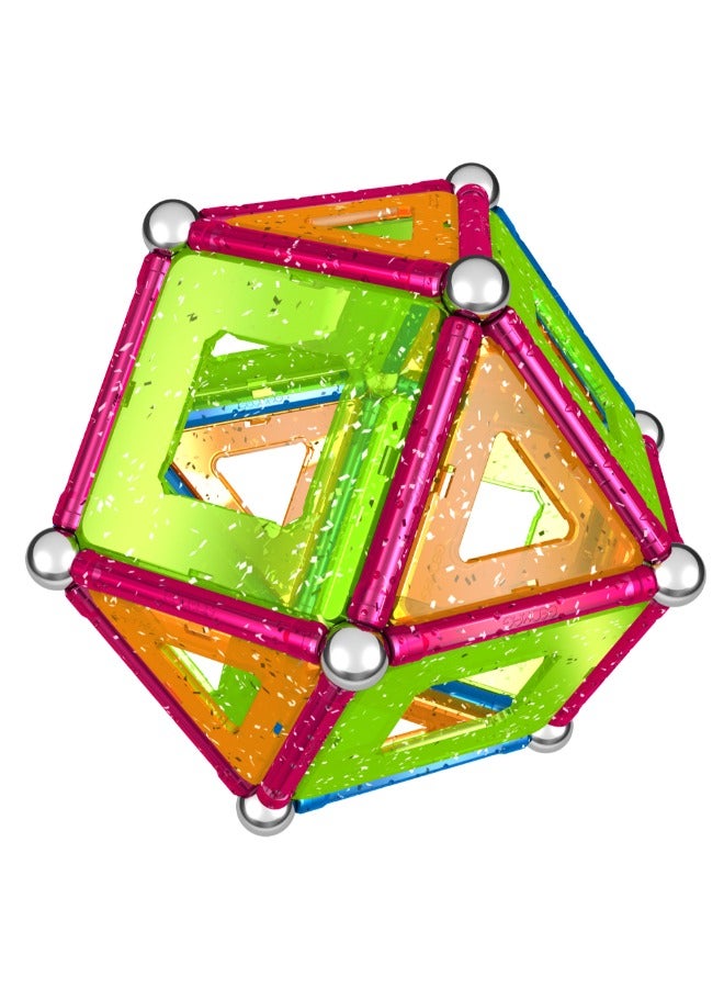 Geomag Glitter Magnetic Panels | Building Toys for Toddlers| Glittered Magnetic Sticks With Metallic Balls and Panels| 68 Pcs| Ages 3 Years+