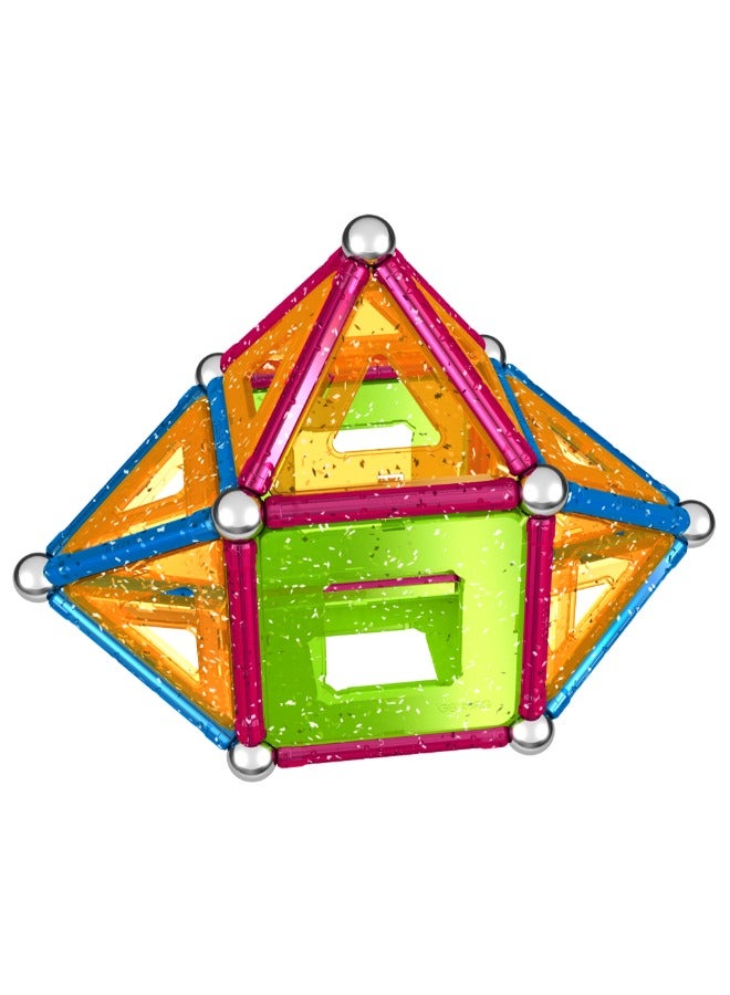 Geomag Glitter Magnetic Panels | Building Toys for Toddlers| Glittered Magnetic Sticks With Metallic Balls and Panels| 68 Pcs| Ages 3 Years+