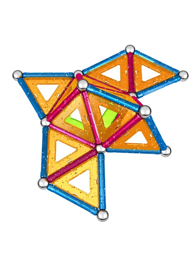 Geomag Glitter Magnetic Panels | Building Toys for Toddlers| Glittered Magnetic Sticks With Metallic Balls and Panels| 68 Pcs| Ages 3 Years+