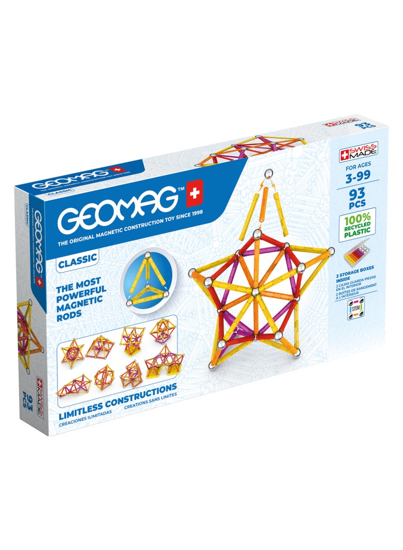 Geomag Classic Recycled Magnetic Construction STEM Toys 93pcs