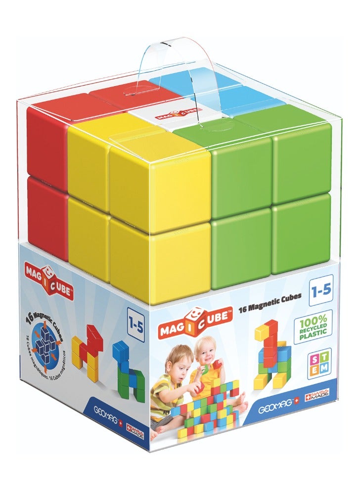 Geomag Magicube Full Color Crystal Magnetic Construction STEM Toy 16 Pcs