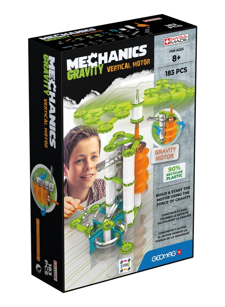 Geomag - Mechanics Gravity Vertical Motor Educational And Creative Game For Children Magnetic Building Blocks, Motors With Recycled Plastic Set Of 183 Pieces