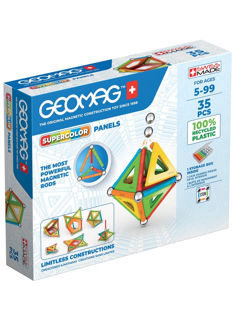 Geomag - Supercolor Magnetic Constructions for Kids, Magnetic Toy, Green Collection 100% Recycled Plastic, 35 Pieces