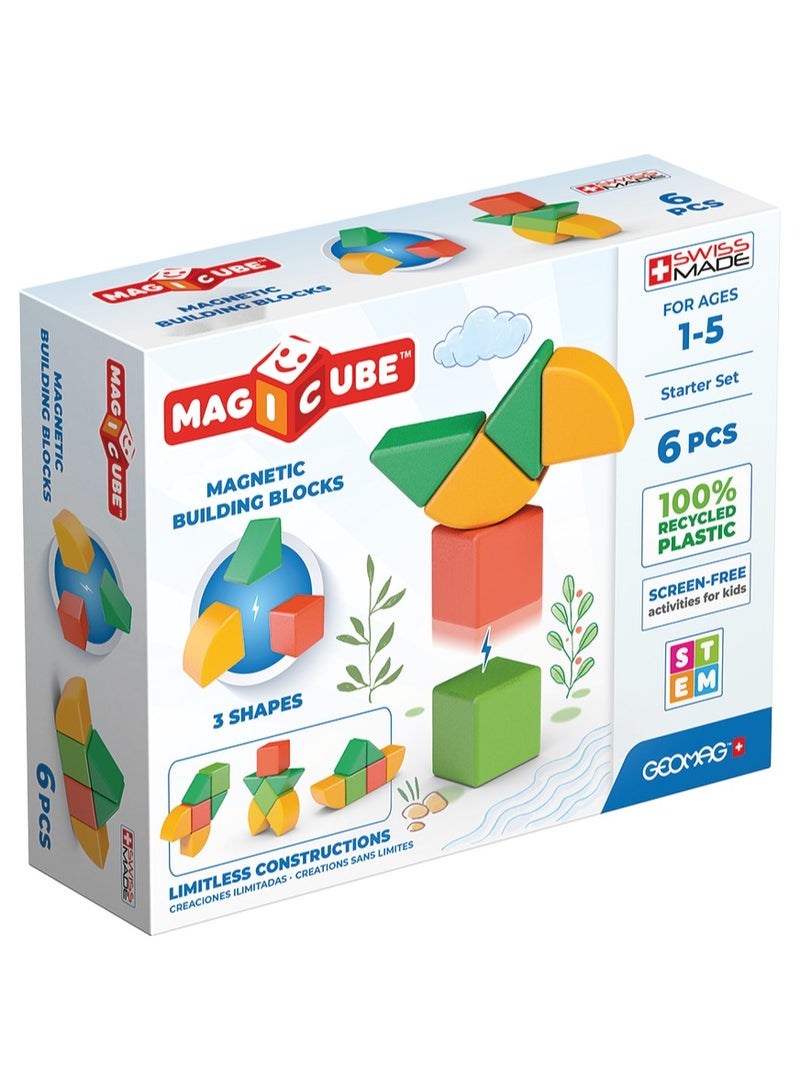 Geomag Magicube  Magnetic Cubes Starter Set 6pcs Magnet Toys Building Construction for Children STEM Creativity Imagination, Recreational Conventional Educational Made in Switzerland 1Y+