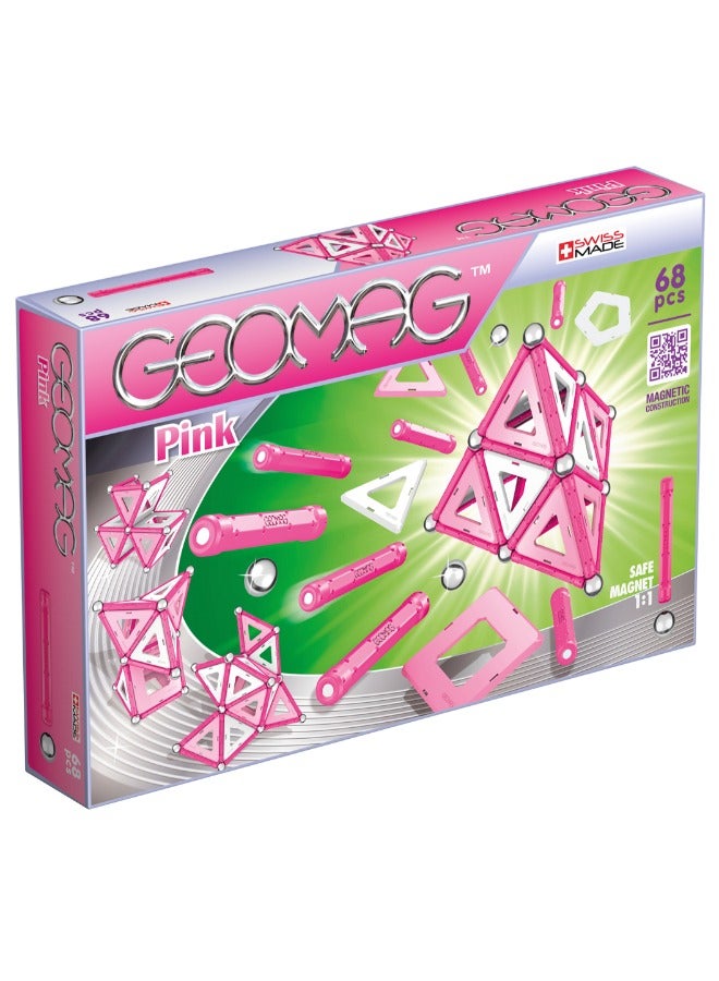 Geomag Pink Panels Magnetic Construction STEM Toy 68pcs