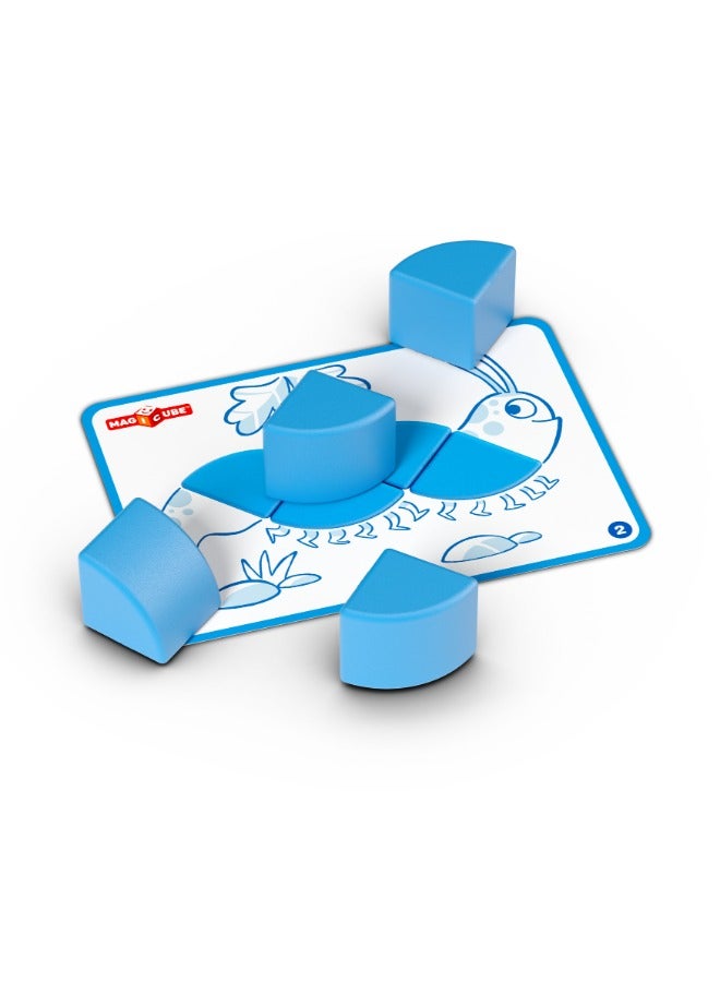 Geomag Magicube Blocks and Cards 16pcs Magnet Toys Building Constructions for Children STEM Creativity Imagination, Recreational Conventional Educational Made in Switzerland