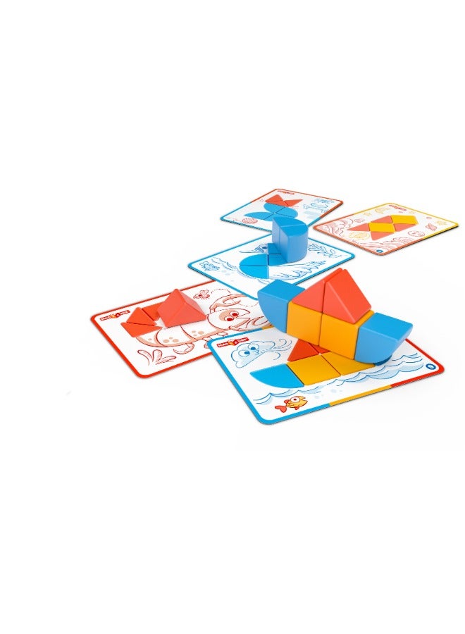 Geomag Magicube Blocks and Cards 16pcs Magnet Toys Building Constructions for Children STEM Creativity Imagination, Recreational Conventional Educational Made in Switzerland