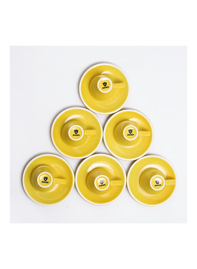 12 Piece Coffee Cup And Saucer Set Yellow 7.6x6.1x6.3cm