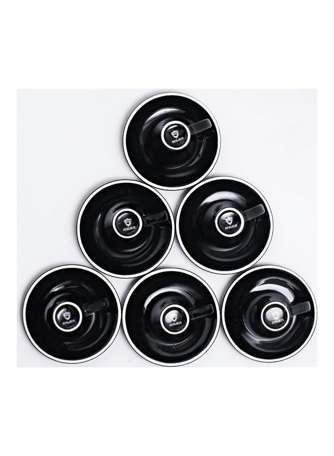 12-Piece Coffee Cup And Saucer Set Black 7.6x6.1x6.3cm