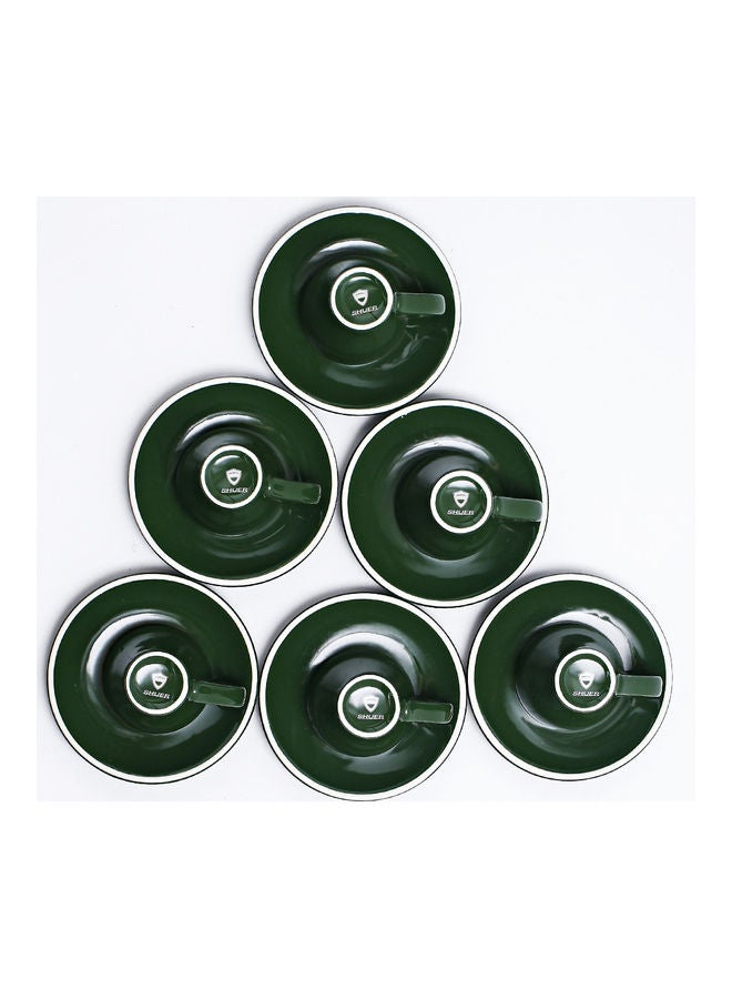12-Piece Coffee Cup And Saucer Set Green/White 7.6x6.1x6.3cm
