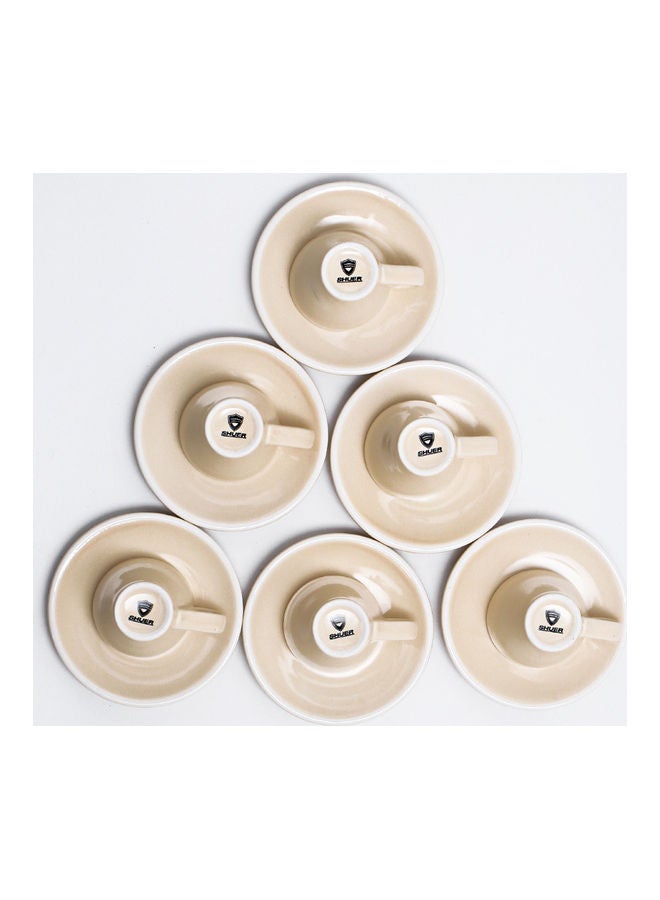 12 Piece Coffee Cup And Saucer Set Yellow 7.6x6.1x6.3cm