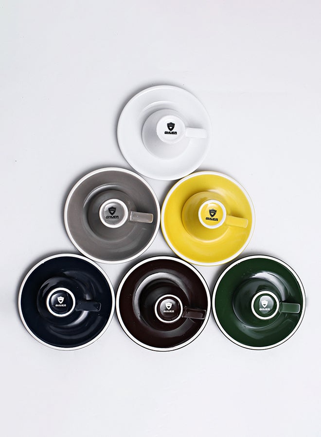 12-Piece Coffee Cup And Saucer Set Multicolour 7.6x6.1x6.3cm