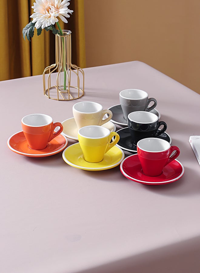 12-Piece Coffee Cup And Saucer Set Multicolour 7.6x6.1x6.3cm