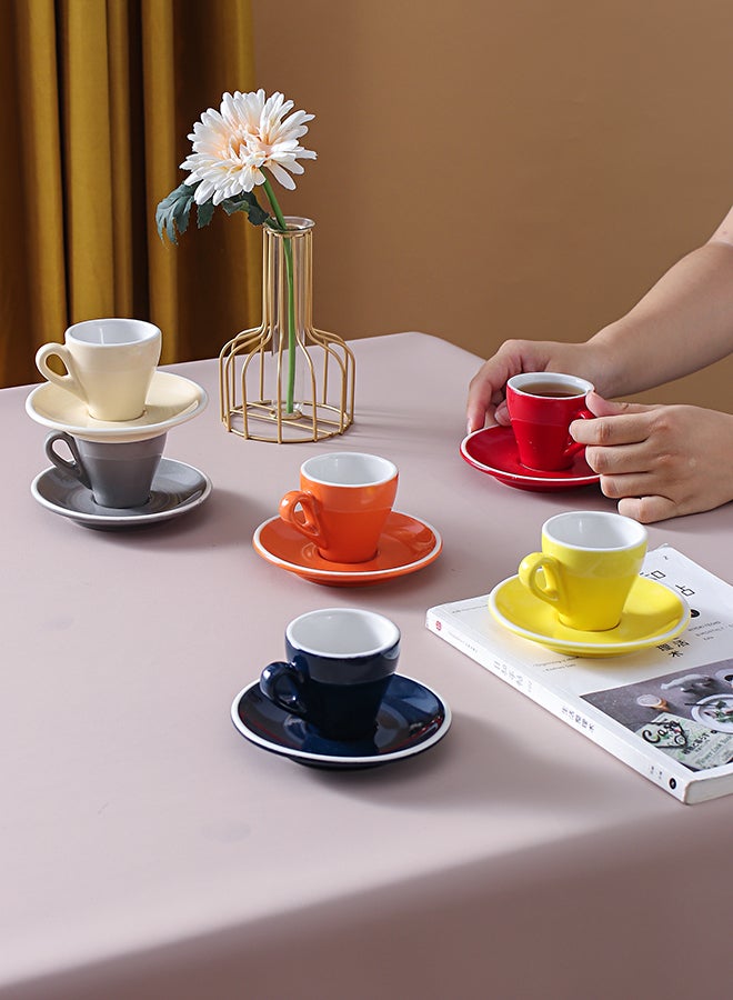 12-Piece Coffee Cup And Saucer Set Multicolour 7.6x6.1x6.3cm