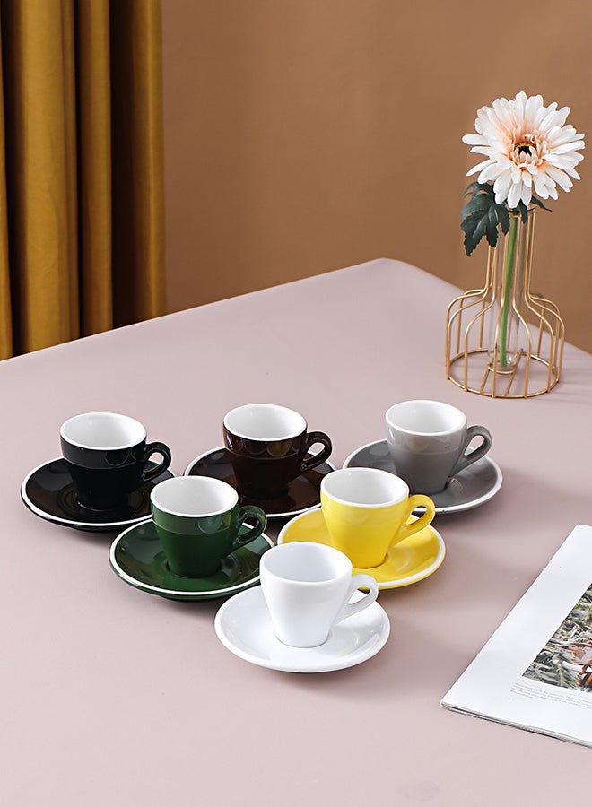 12-Piece Coffee Cup And Saucer Set Multicolour 7.6x6.1x6.3cm