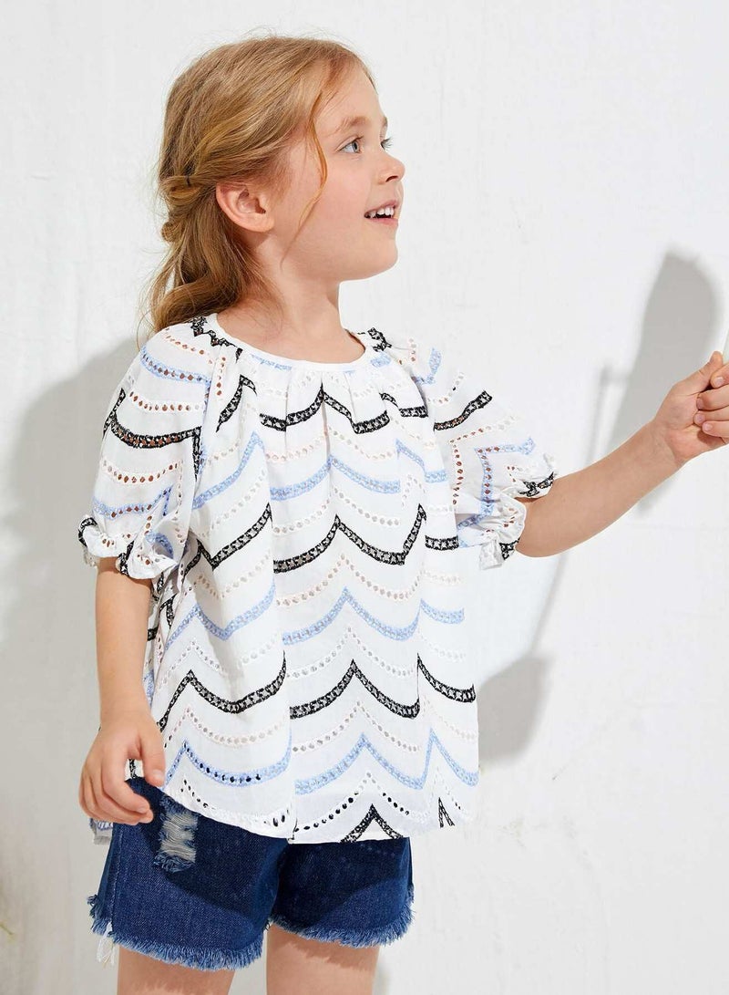 Toddler Girls Wave Striped Schiffy Top