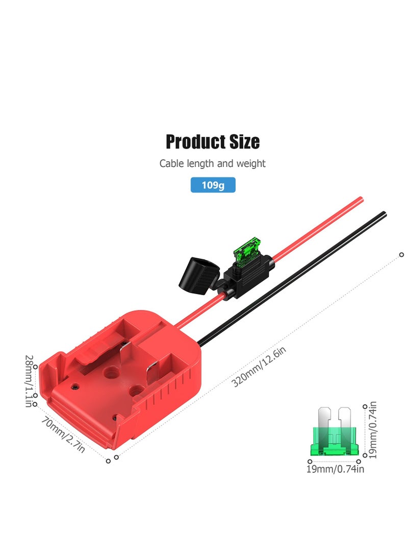 M18 Power Wheels Adapter for Milwaukee Battery 18V Battery Adapter for DIY Ride On Truck RC Toys Robotics, Upgrade Battery Conversion with Switch Fuse Holder 12AWG Wire and 30Amp Fuses Kit, Red