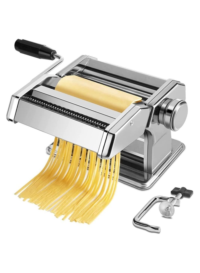 Pasta Maker Machine, 8 Adjustable Thickness Settings, 2 Width Blades for Spaghetti, Lasagna, Ravioli Eco-Friendly, Easy to Use, Space Saving Design Heavy Duty Construction