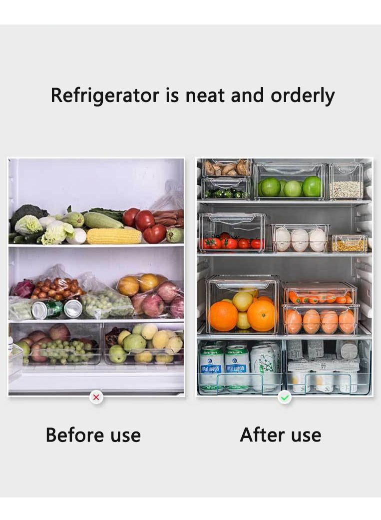 Set of 7 Refrigerator Organizer Bins with Lids, Stackable Fridge Storage Organizer Set, BPA-Free Clear Storage Containers for Freezer, Cabinet, Kitchen, Pantry Organization