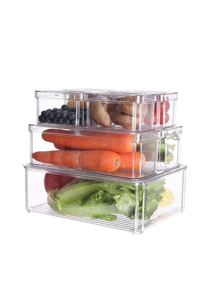 Set of 7 Refrigerator Organizer Bins with Lids, Stackable Fridge Storage Organizer Set, BPA-Free Clear Storage Containers for Freezer, Cabinet, Kitchen, Pantry Organization