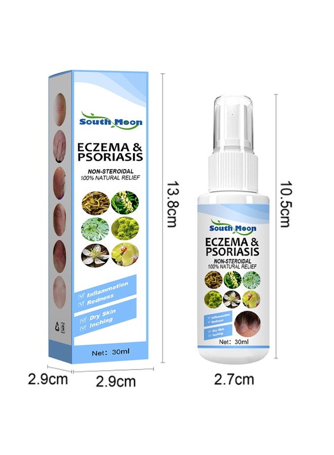 Eczema & Psoriasis Non-Steroidal100% Natural Relief，Dermatitis And Eczema Pruritus Psoriasis Spray, Say Goodbye To Scaly Skin, Eczema Relief Spray, Stops Burning And Itching 30ML