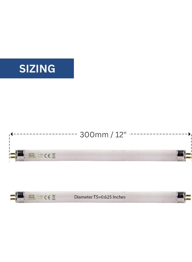 Tbe Lighting  T5 8W Fluorescent Tube Lamps 288Mm - Cfl Bulbs - G5 2-Pin Base Fittings - T5 High Efficiency Lamps, Soft White 3500K (3-Pack)