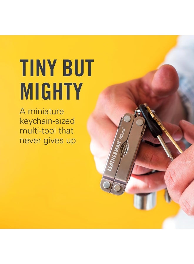 , Micra Keychain Multitool With Spring-Action Scissors And Grooming Tools, Stainless Steel, Built In The Usa