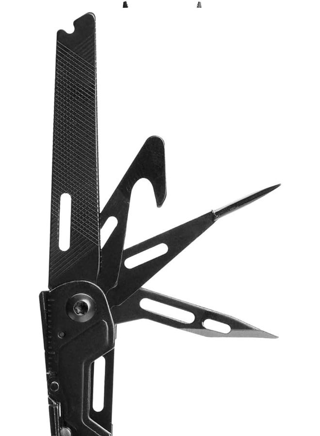 Powerpint Mini Multi-Tool-Utility Tool With Compound Leverage Smooth Open, 18 Lightweight Specialty Tools, Stainless Steel Blade-Black