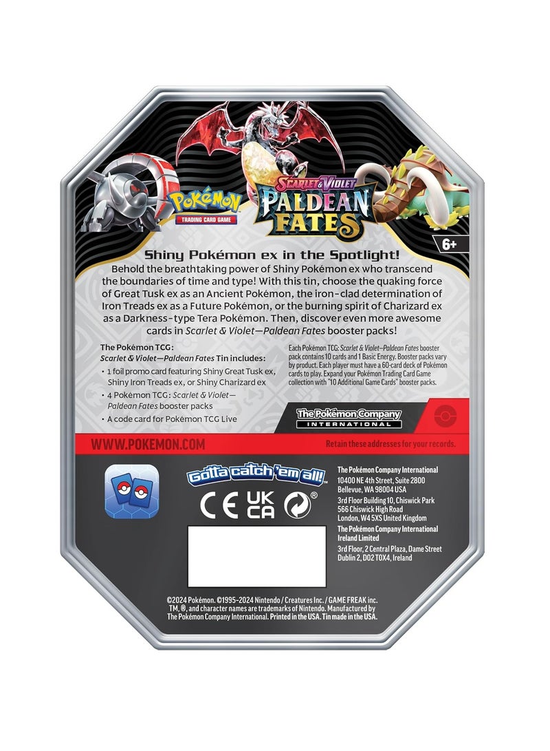 Pokemon: Paldean Fates 4 Booster Tin - 1 Piece Only, Assorted/ Style May Vary